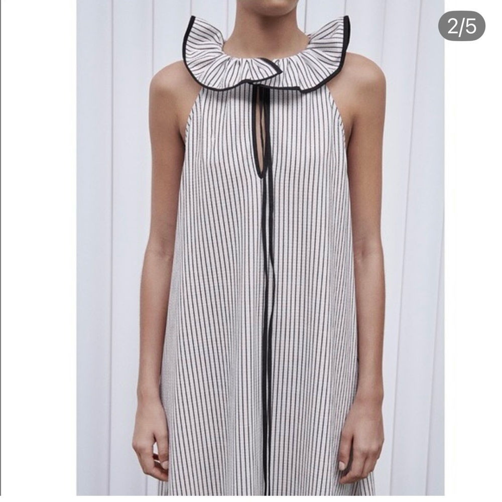 ZARA black & white striped sleeveless dress. Size Large. - Picture 3 of 12